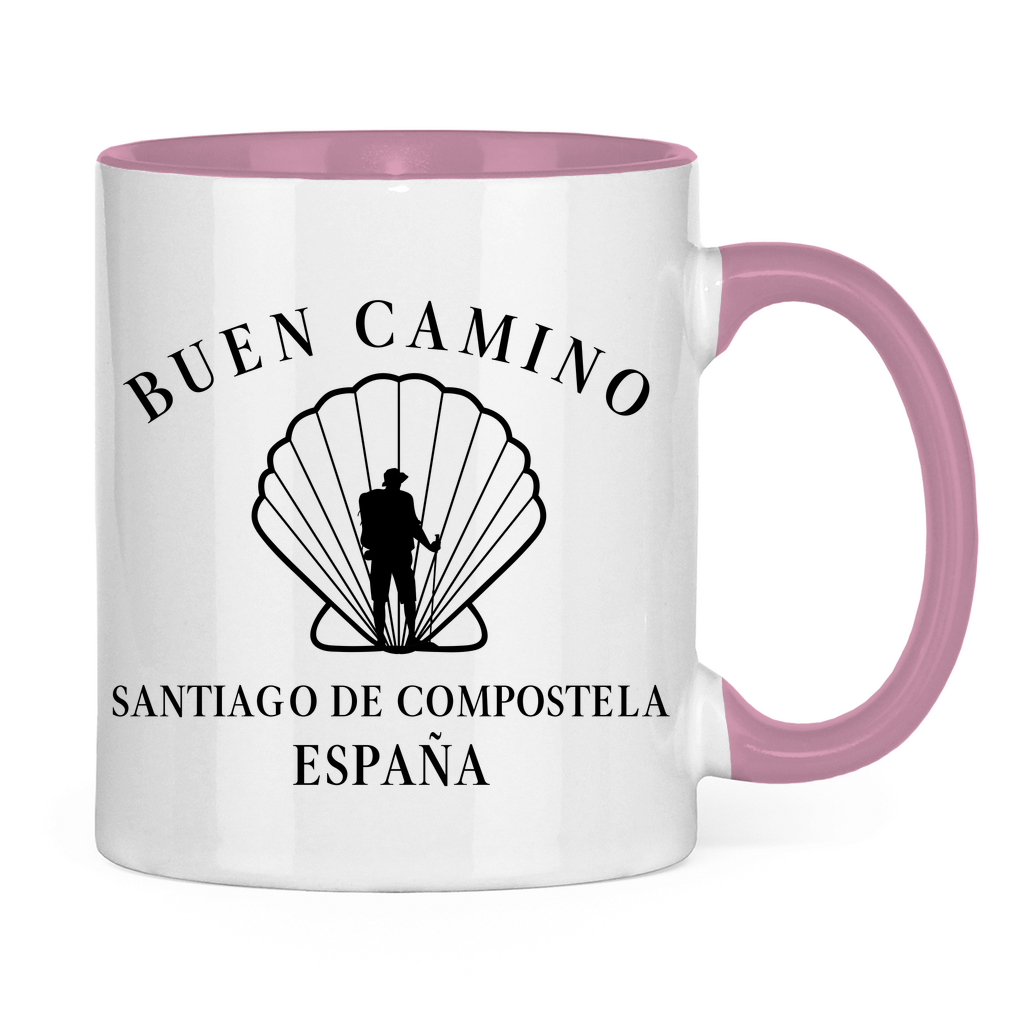 Buen Camino Tasse zweifarbig mit Pilger