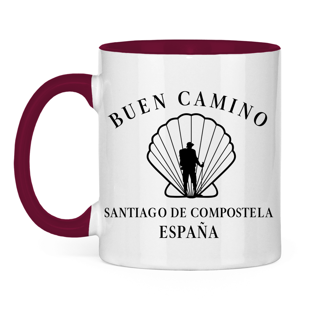 Buen Camino Tasse zweifarbig mit Pilger