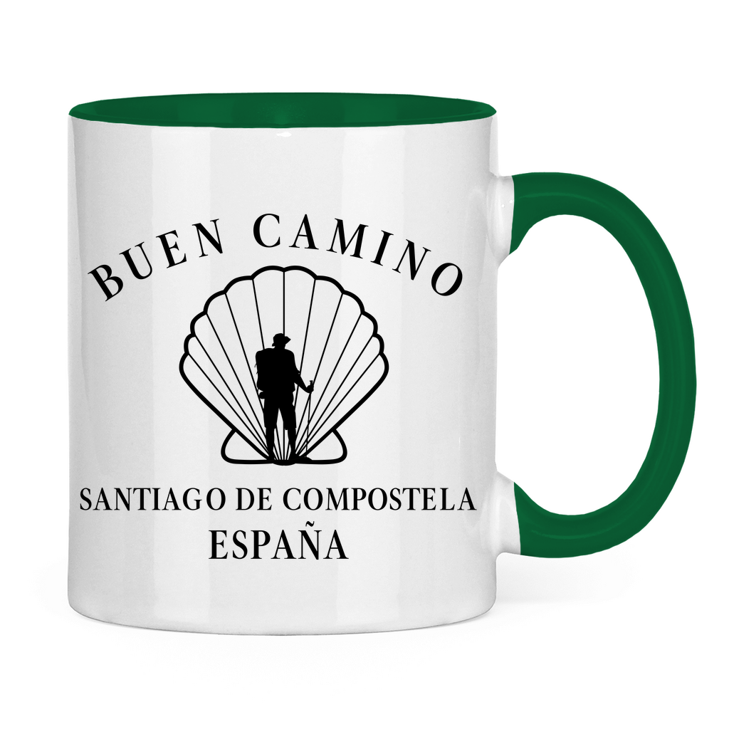 Buen Camino Tasse zweifarbig mit Pilger