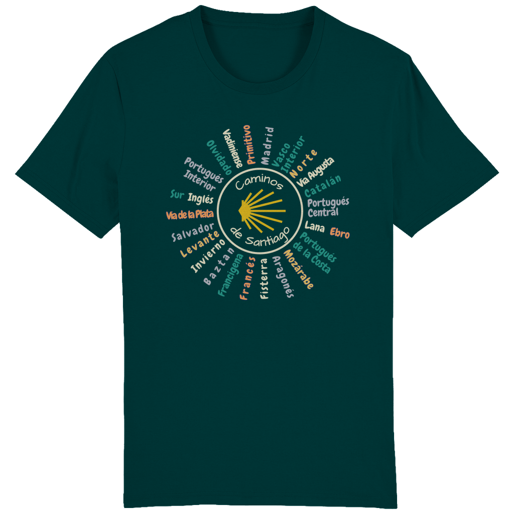 Bio Premium T-Shirt mit allen Jakobswegen in Spanien