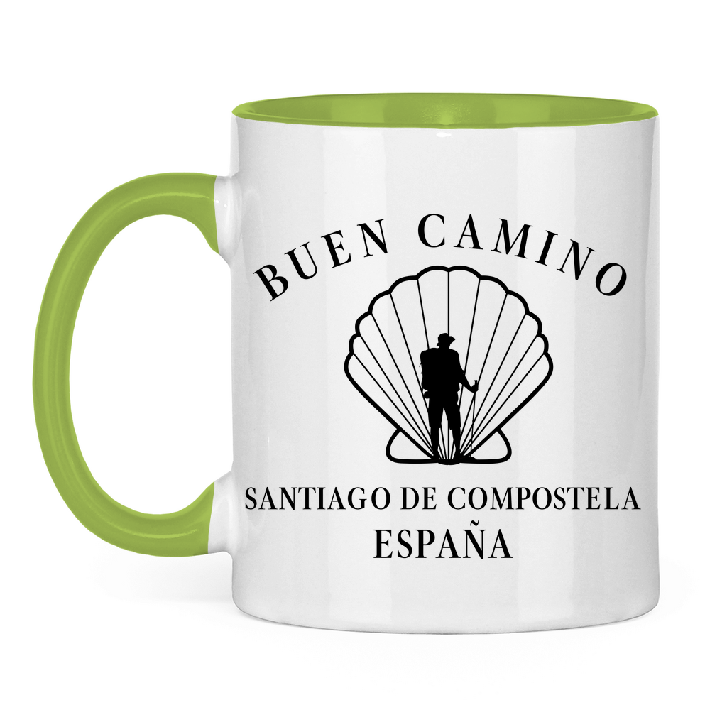 Buen Camino Tasse zweifarbig mit Pilger