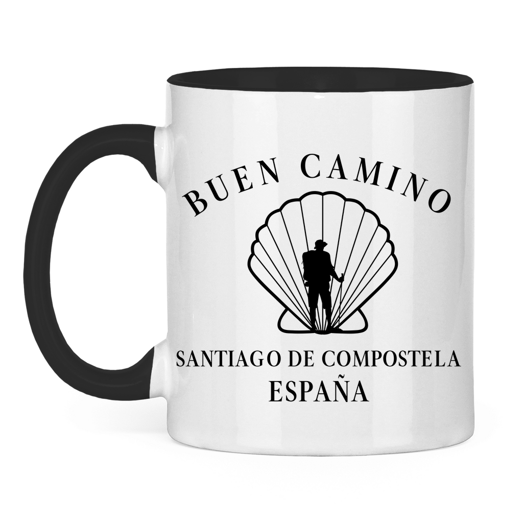 Buen Camino Tasse zweifarbig mit Pilger
