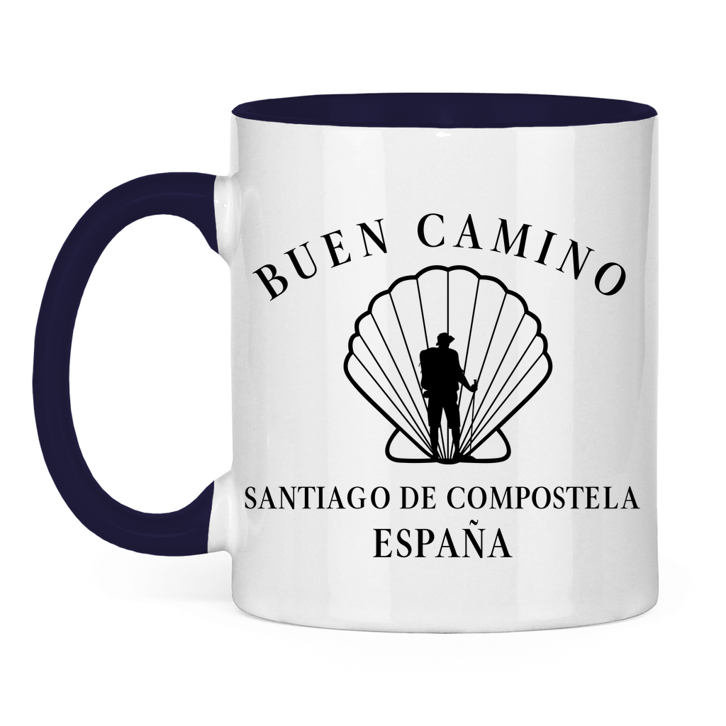 Buen Camino Tasse zweifarbig mit Pilger