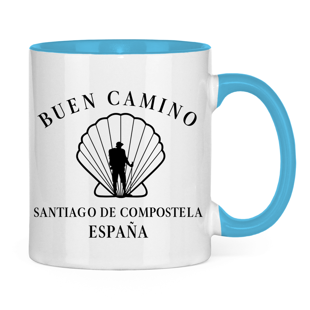 Buen Camino Tasse zweifarbig mit Pilger