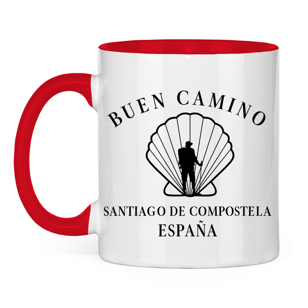 Buen Camino Tasse zweifarbig mit Pilger