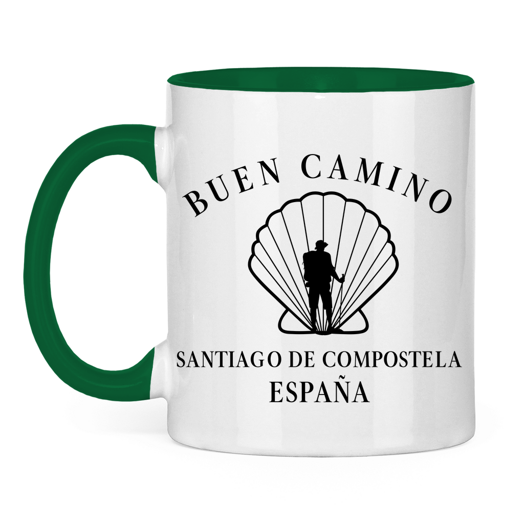 Buen Camino Tasse zweifarbig mit Pilger