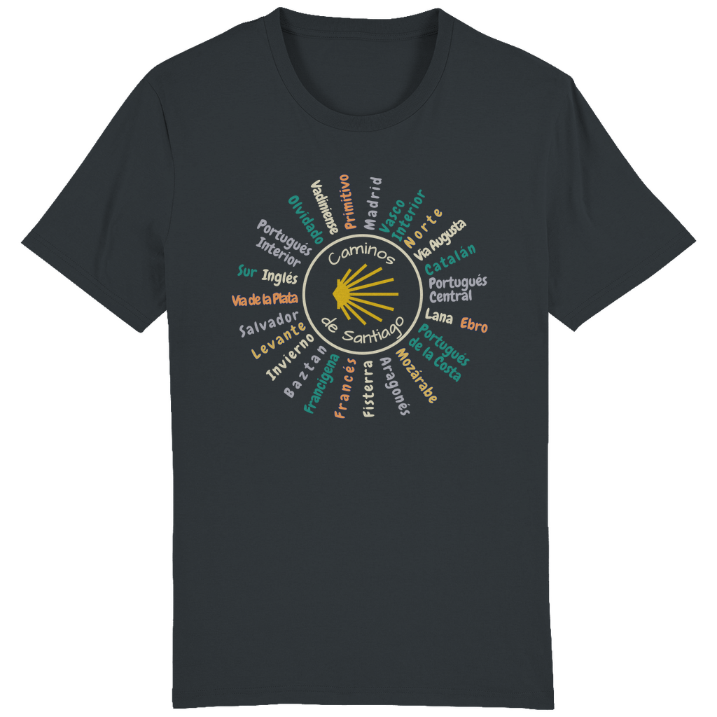 Bio Premium T-Shirt mit allen Jakobswegen in Spanien