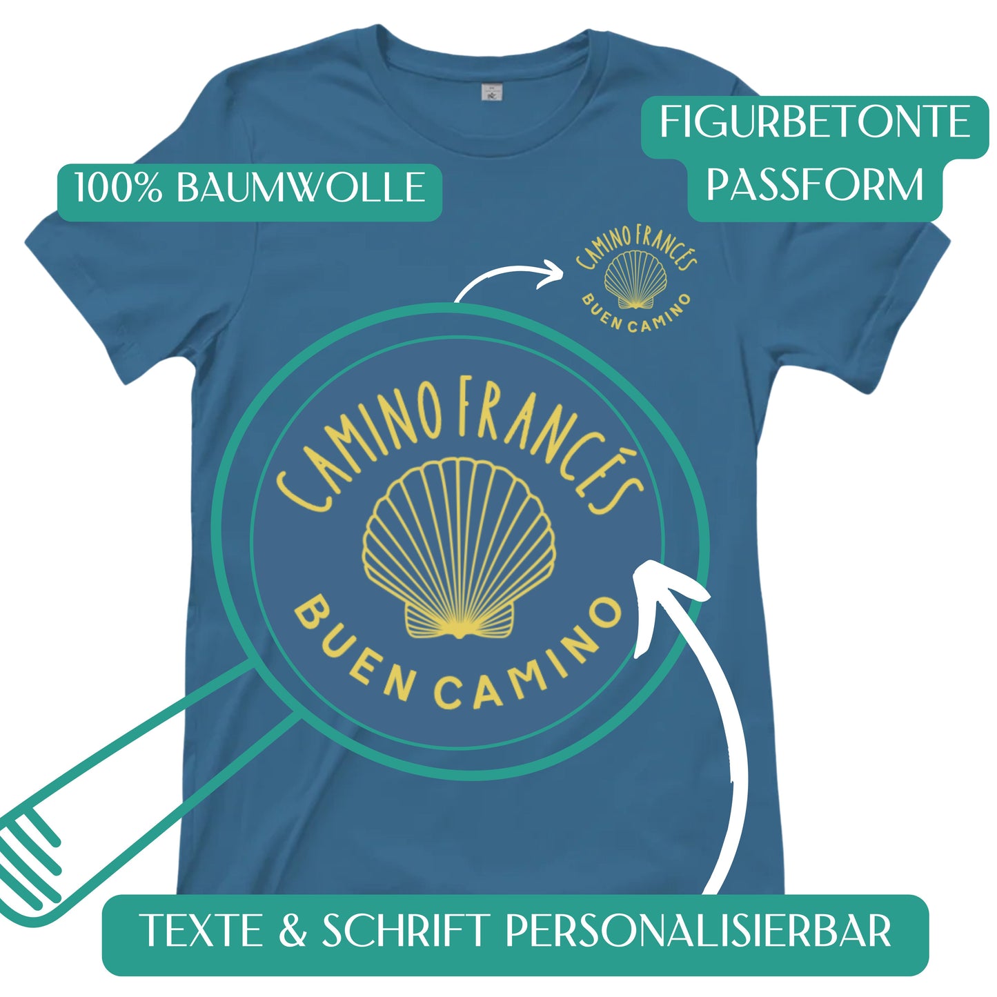 Personaliserbares Damen T-Shirt "Scallop" - Pocket Style