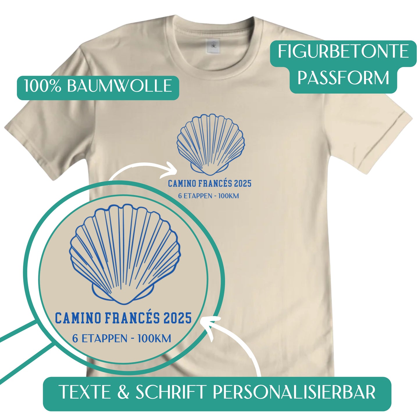 Personalisierbares Herren T-Shirt mit Deinem Jakobsweg