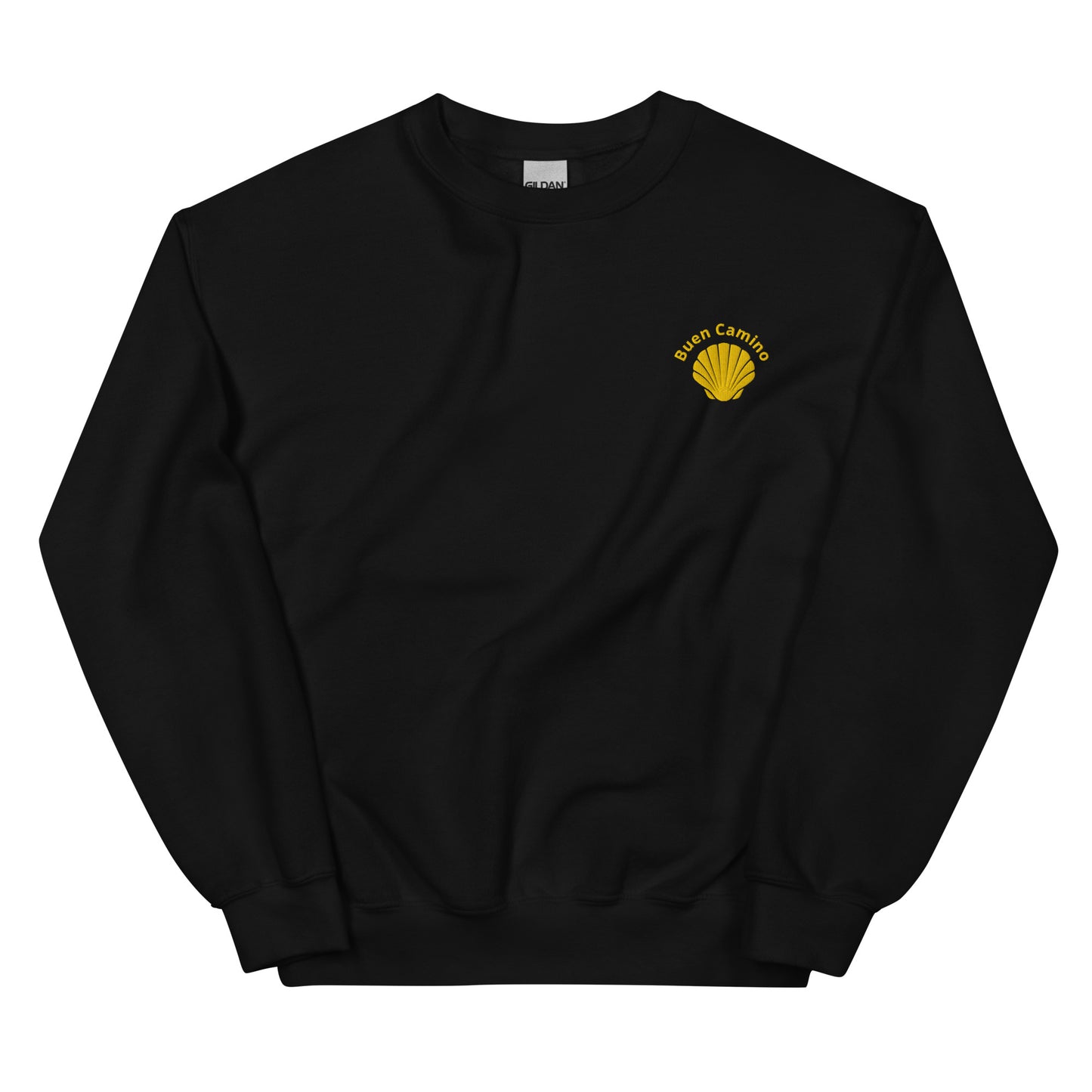 Schwarzer Buen Camino Pullover – Besticktes Jakobsweg Sweatshirt für Pilger