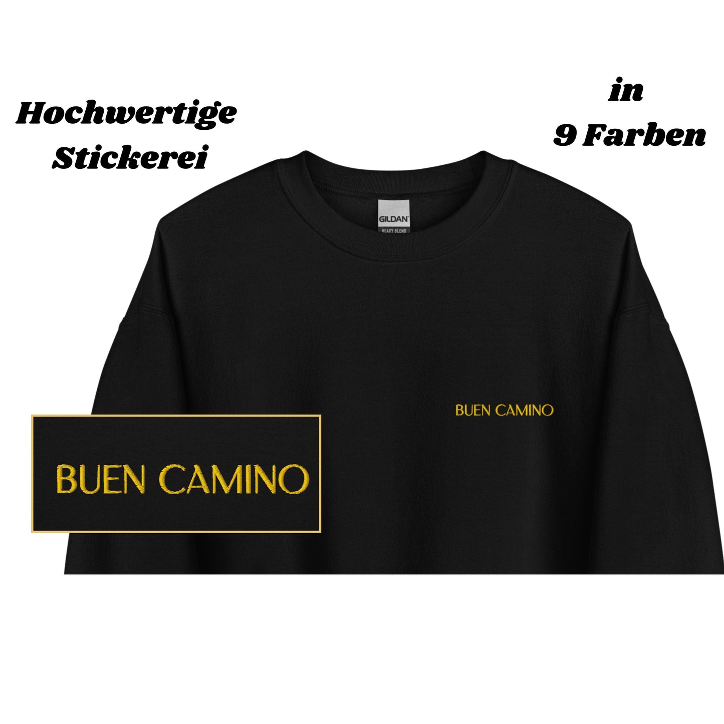 Gesticktes Sweatshirt „BUEN CAMINO“ – Gestickter Pilgergruß