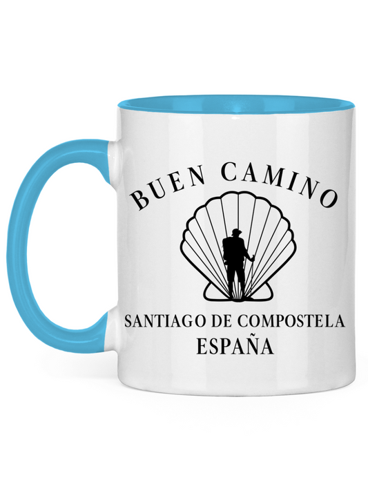 Buen Camino Tasse zweifarbig mit Pilger