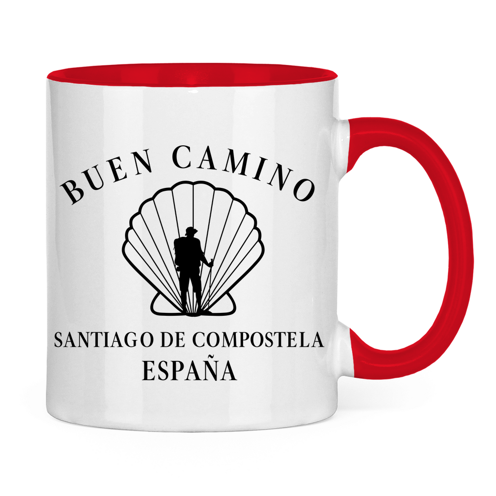 Buen Camino Tasse zweifarbig mit Pilger