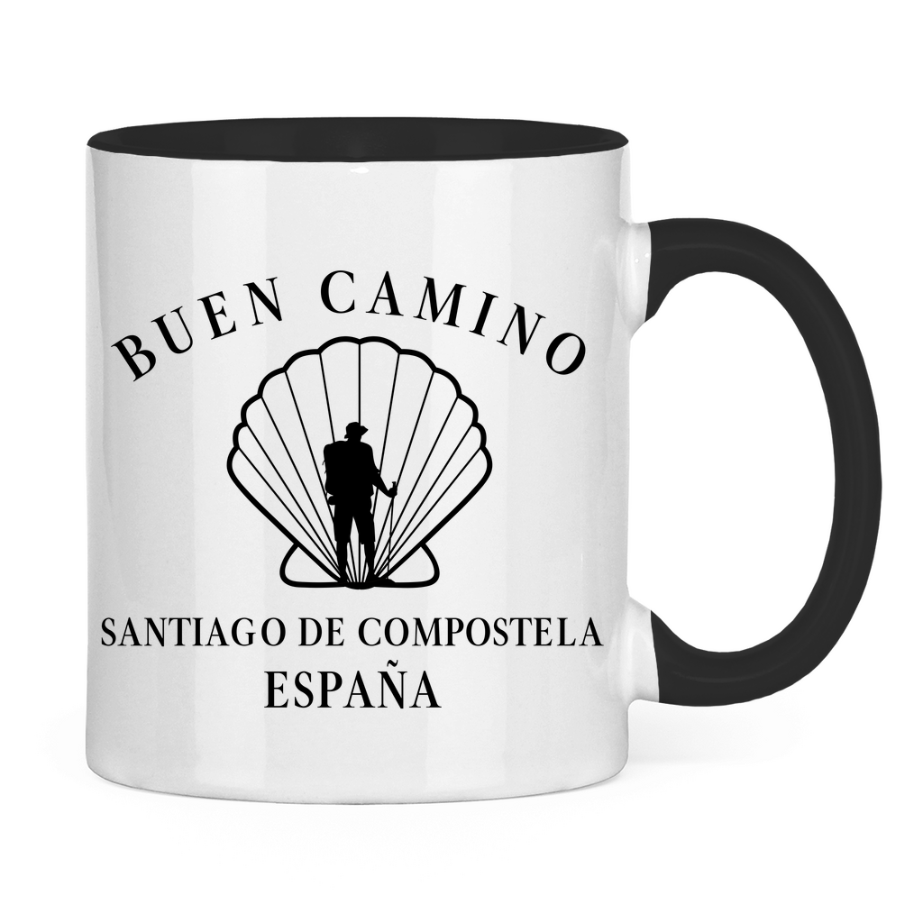 Buen Camino Tasse zweifarbig mit Pilger