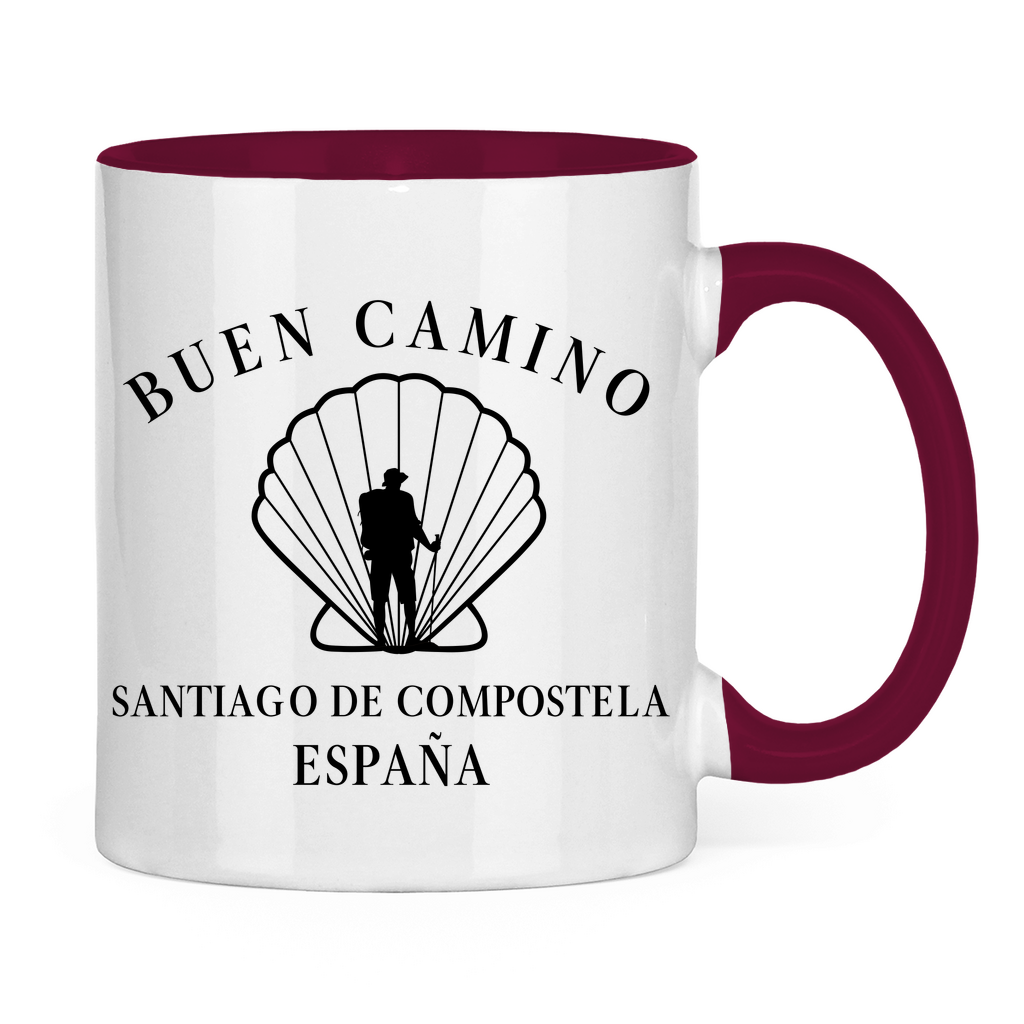 Buen Camino Tasse zweifarbig mit Pilger