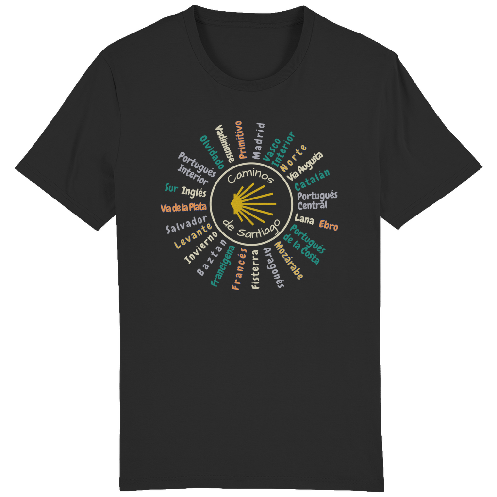 Bio Premium T-Shirt mit allen Jakobswegen in Spanien