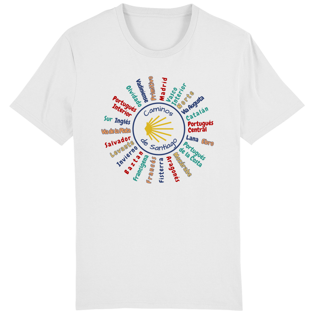 Bio Premium T-Shirt mit allen Jakobswegen in Spanien
