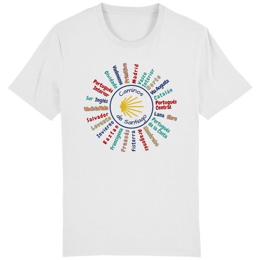 Bio Premium T-Shirt mit allen Jakobswegen in Spanien