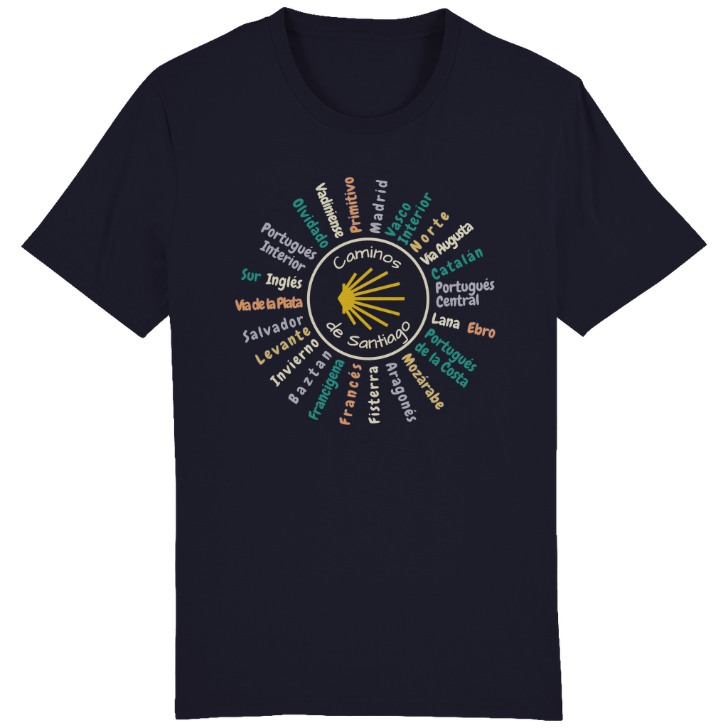 Bio Premium T-Shirt mit allen Jakobswegen in Spanien
