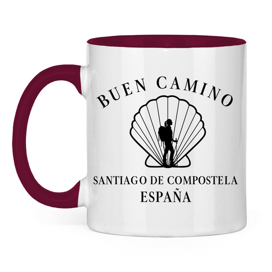 Buen Camino Tasse zweifarbig mit Pilgerin