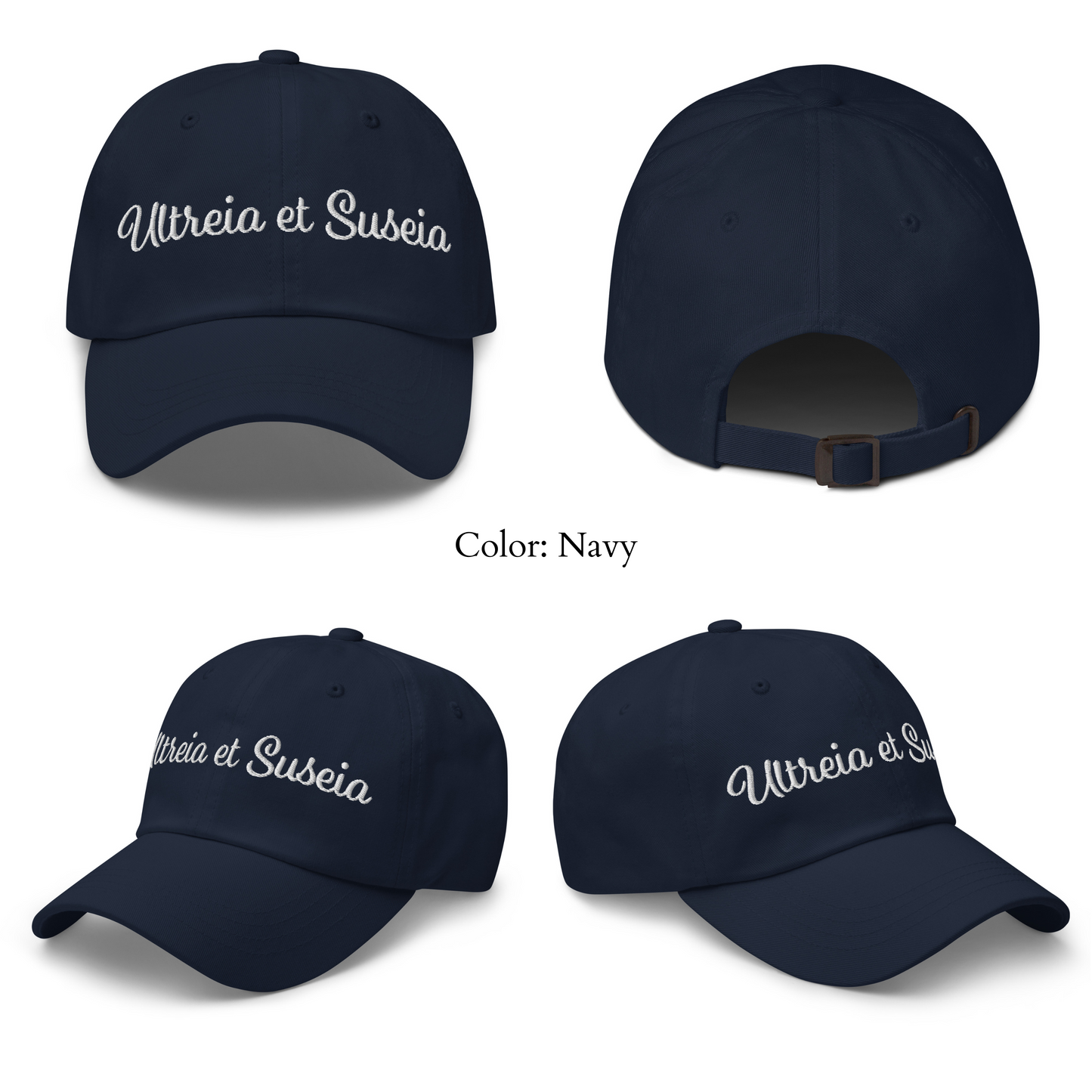 Verschiedene Sichten auf die Ultreia et Suseia Cap für Pliger in navy blau. Vorne, hinten, rechts und links