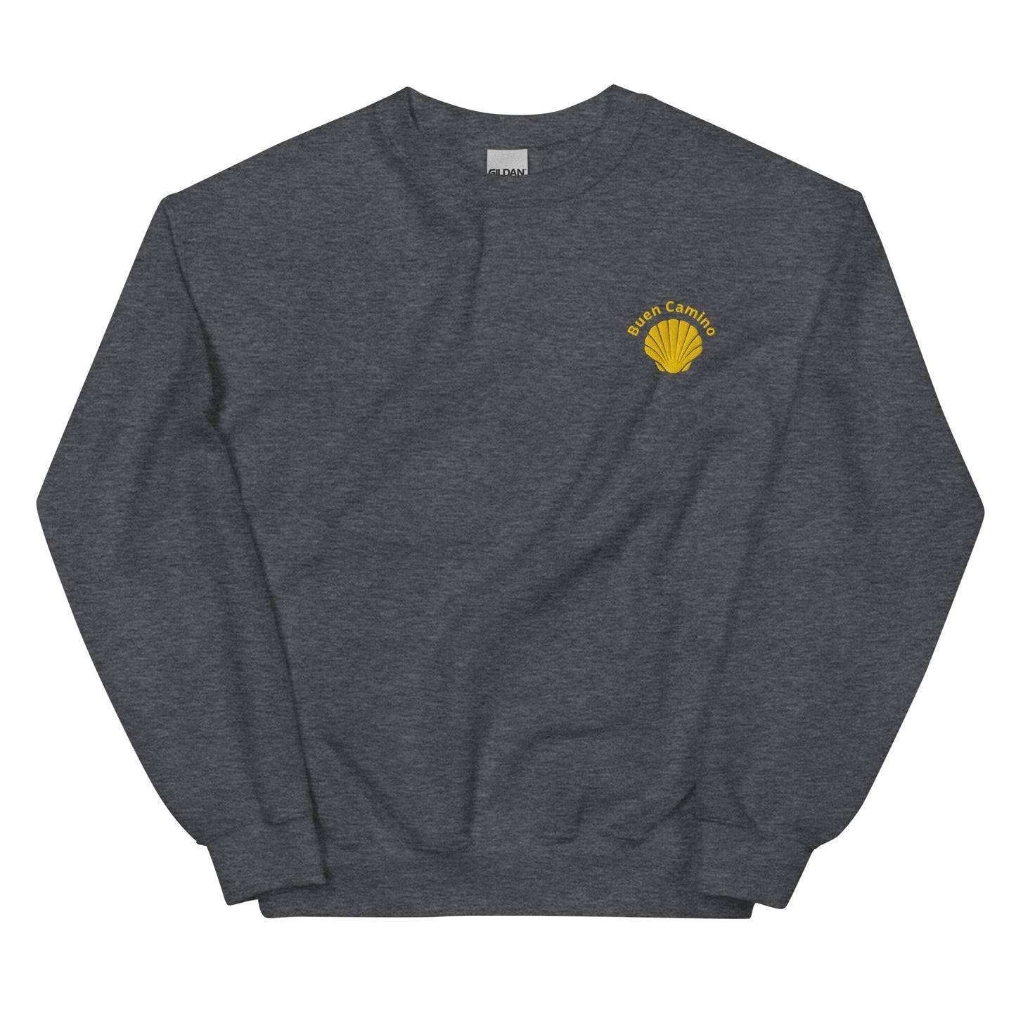 Buen Camino Pullover dunkelgrau– Besticktes Jakobsweg Sweatshirt für Pilger