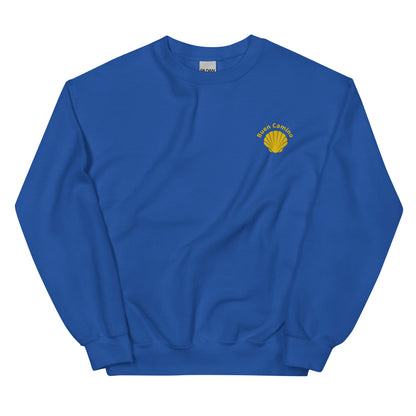 Buen Camino Pullover royalblau– Besticktes Jakobsweg Sweatshirt für Pilger