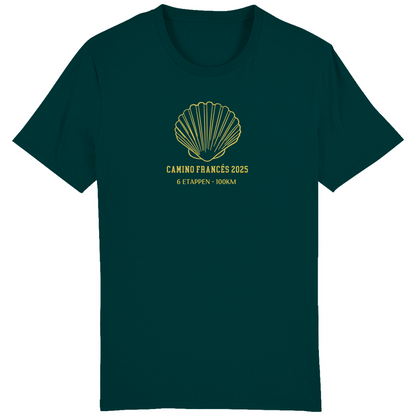 Dunkelgrün für dein Camino T-Shirt – Bio-Baumwolle, Unisex, mit personalisierbarem Design für Pilger.