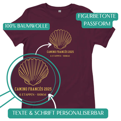Personalisierbares Damen T-Shirt mit Deinem Jakobsweg