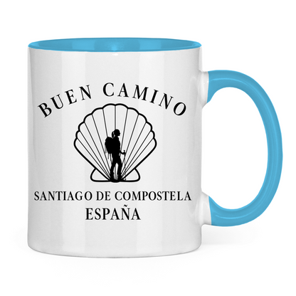 Buen Camino Tasse zweifarbig mit Pilgerin