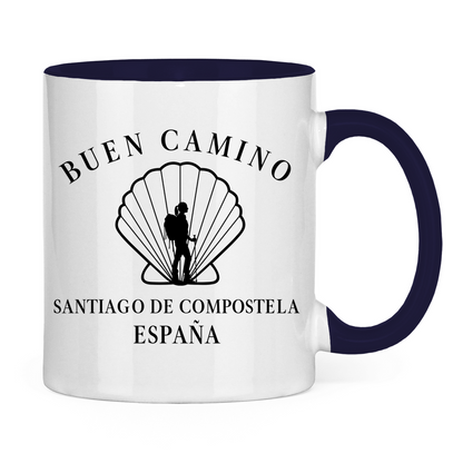 Buen Camino Tasse zweifarbig mit Pilgerin
