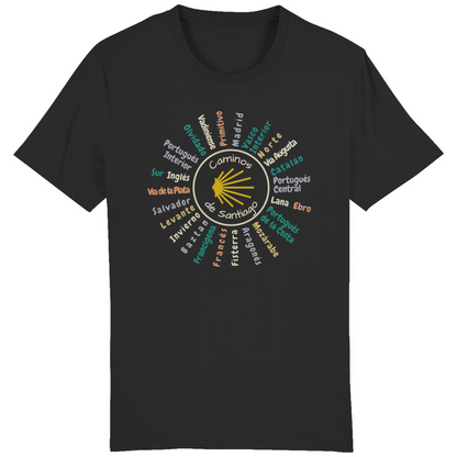 Bio Premium T-Shirt mit  allen Jakobswegen in Spanien